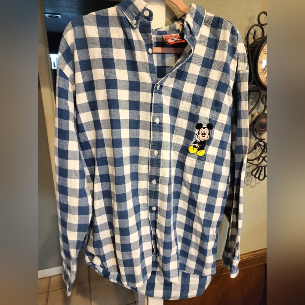 Vintage Mickey Inc. Checkered Long Sleeve Button Down Shirt Size L